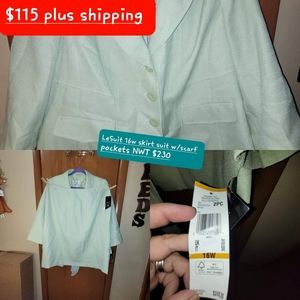 Le Suite 16w NWT Mint Green Skirt Suit